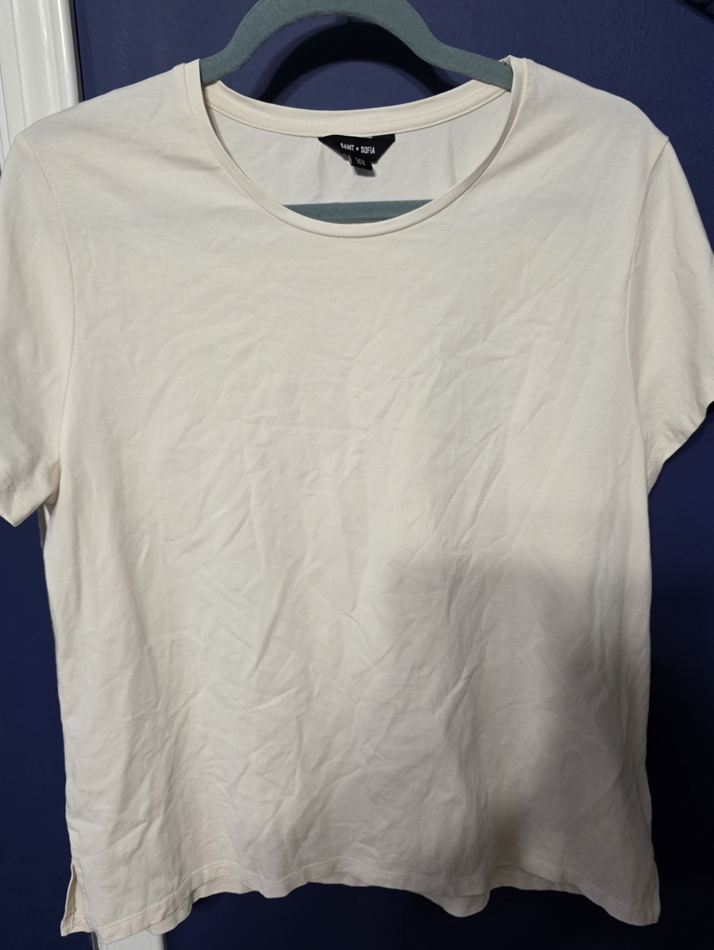 Saint and sofia Women’s  Basic T Shirt Cream Size 12 Soft Comfy Everyday